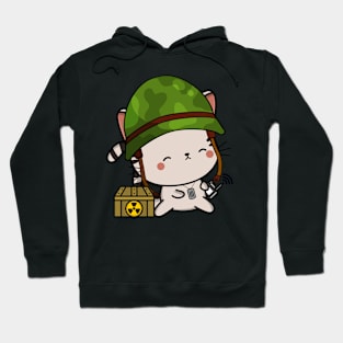 Cute Tabby cat is a soldier Hoodie